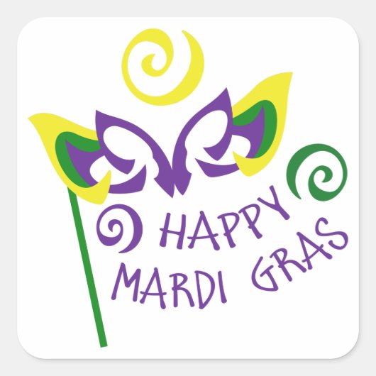 Happy Mardi Gras Vierkante Sticker (Voorkant)