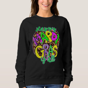 Happy Mardi Gras Y'all Leopard New Orleans Festiva Trui