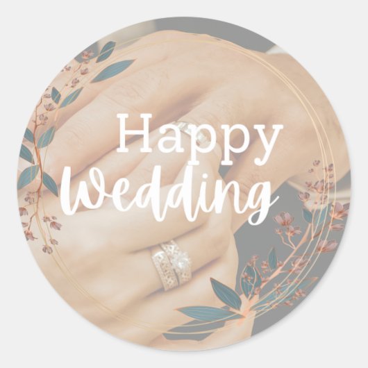 Happy mariage autocollant étiquette accessoires ma (Devant)