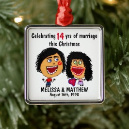 Happy Marriage Christmas Cartoon Metalen Ornament