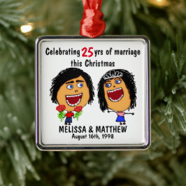 Happy Marriage Christmas Cartoon Metalen Ornament