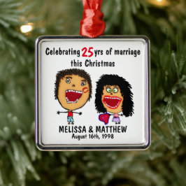 Happy Marriage Christmas Cartoon Metalen Ornament
