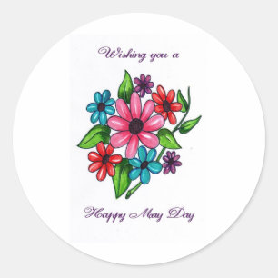 Happy May Day Ronde Sticker