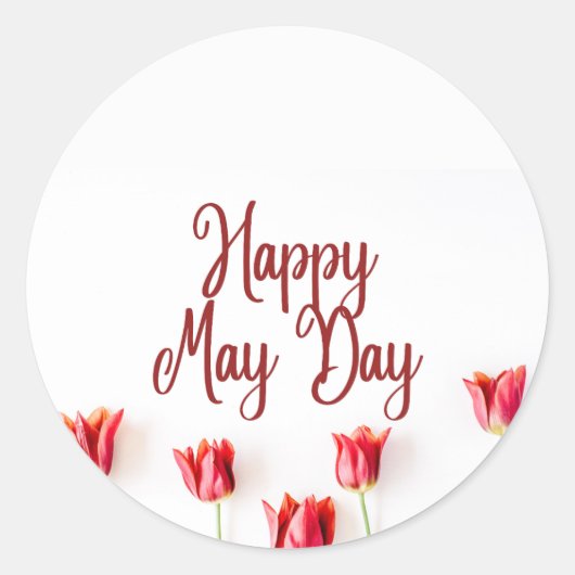 Happy May Day Ronde Sticker (Voorkant)