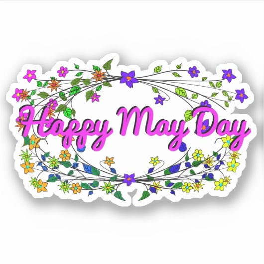 Happy May Day Sticker (Voorkant)