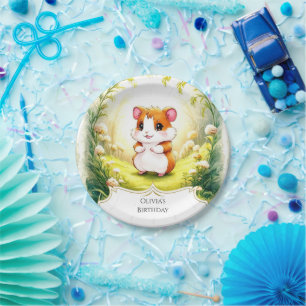 Happy Meadow Hamster Verjaardag Papieren Bordje