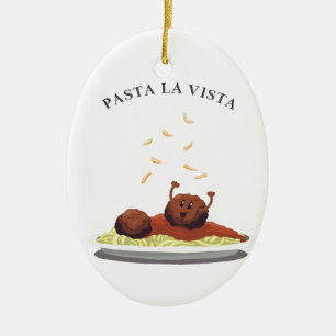 Happy Meatball "Pasta La Vista!" Keramisch Ornament