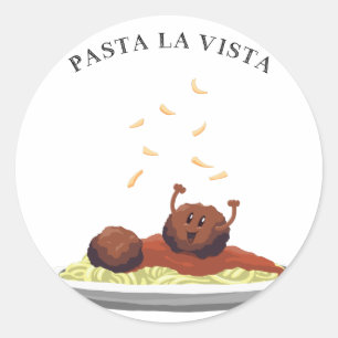 Happy Meatball "Pasta La Vista!" Ronde Sticker