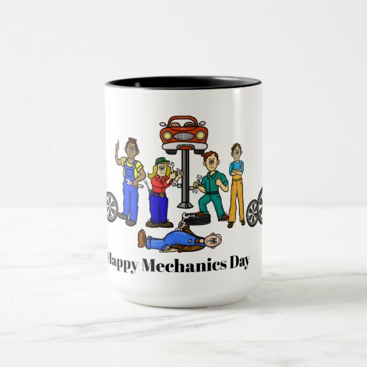 Happy Mechanics Day Mok - mannelijk en Vrouw (Midden)