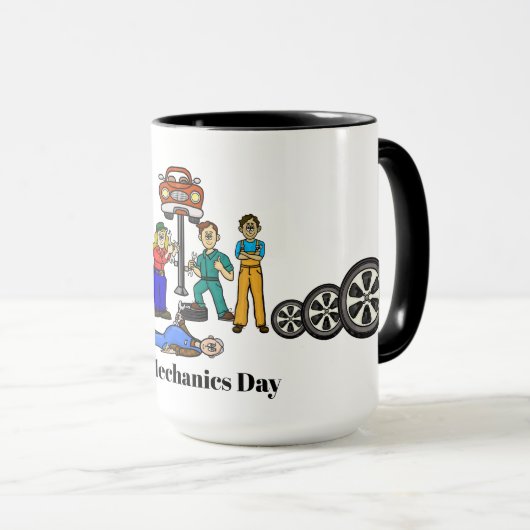 Happy Mechanics Day Mok - mannelijk en Vrouw (Voorkant rechts)