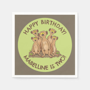Happy meerkats gepersonaliseerde cartoon servet