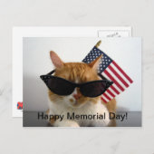Happy Memorial Day Cool Chat avec carte postale dr (Devant / Derrière)