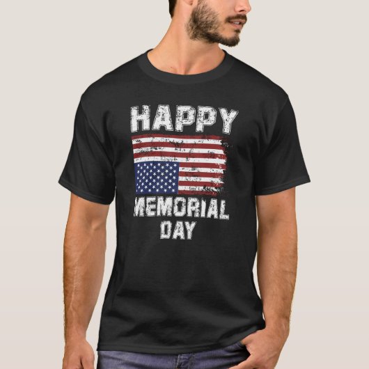 Happy Memorial Day Grungy Tekst Verenigde Staten V T-shirt (Voorkant)