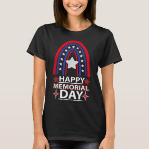 Happy Memorial Day Regenboog Amerikaanse vlag Amer T-shirt