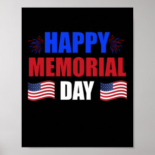 Happy Memorial Day USA Flag American Patriotic Poster