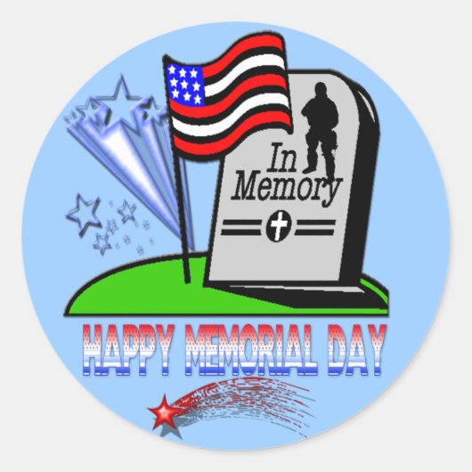 Happy Memorial Day - Vlaggengrafsteen Sticker (Voorkant)