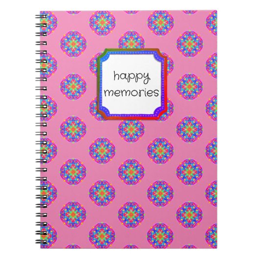 Happy Memories Pink Star Mandala Boho Carnet (Devant)