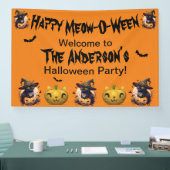 Happy Meow-O-Ween Black Cat Jack-o-Lantern Sinaasa Spandoek (Beurs)