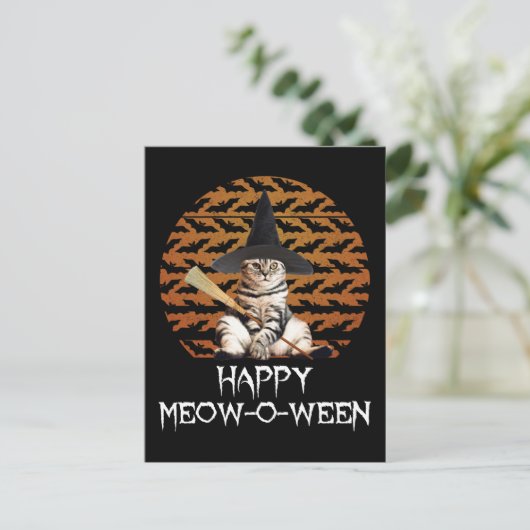 Happy Meow-o-ween Briefkaart (Staand voorkant)
