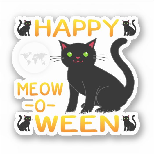 Happy Meow-O-Ween Sticker (Voorkant)