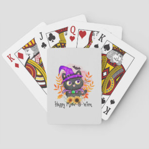 Happy Meow-o-ween -Zwarte Heks Kat Pokerkaarten