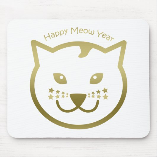 Happy Meow Year - Aangepaste achtergrondkleur Muismat (Voorkant)