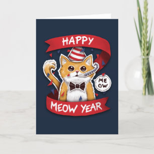 Happy Meow Year - Chat Bonne Jaar  Feestdagen Kaart