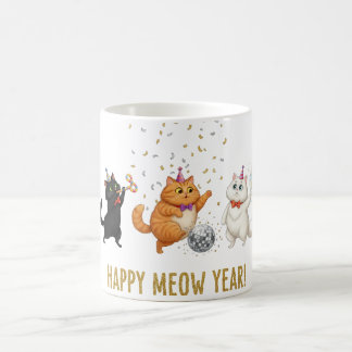 Happy Meow Year Party Cats New Year's Mug Koffiemok