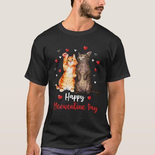 Happy Meowentine Day Valentijn Heart voor Keuten e T-shirt (Voorkant)
