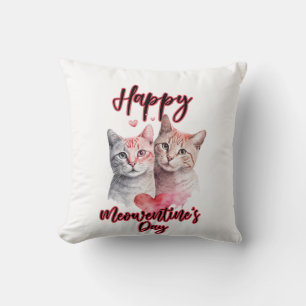 Happy Meowentine's Day Cat Couple Valentijnse Kussen