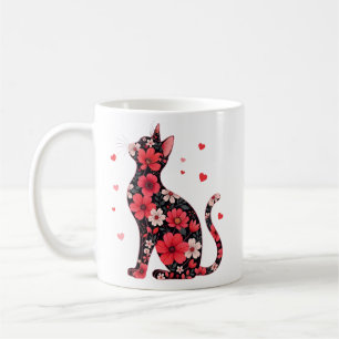 Happy Meowentine's Day Floral Cat Valentijnsdag Koffiemok