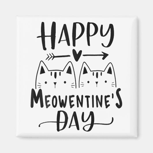 Happy Meowentine's Day Funny Valentijnsdag Cat L Magneet (Voorkant)