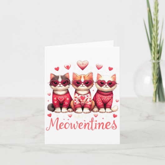Happy Meowentines Funny Cute Valentine Cats Love C Kaart (Voorkant)