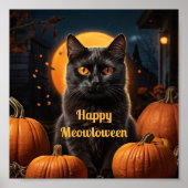 Happy Meowloween Chat Thème de fête Poster (Devant)