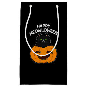 Happy Meowloween Halloween Black Cat Pun Dark BG Klein Cadeauzakje
