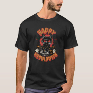 Happy Meowloween Kostuum Feline Cat Lovers Hallowe T-shirt