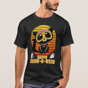 Happy Meowobetween Halloween Calavera Black Cat Su T-shirt