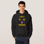 Happy MeowOween Halloween Black Cat Face Spooky Ey Hoodie (Voorkant volledig)