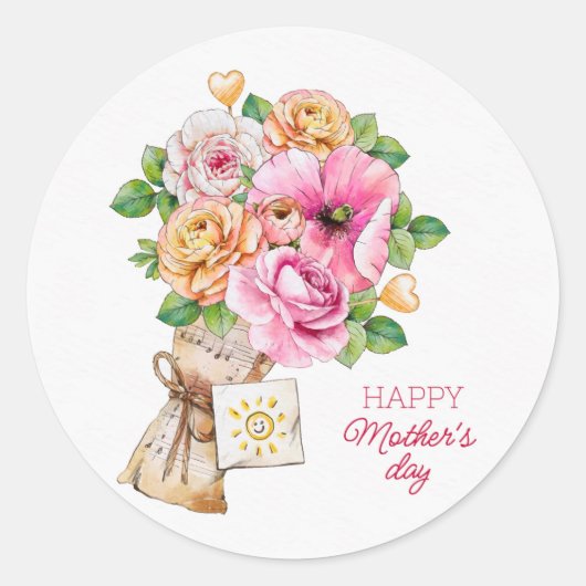 Happy Mère's Day Classic Round Sticker (Devant)