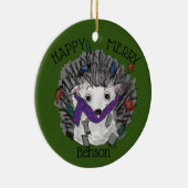 Happy Merry Benson kerstversier. Keramisch Ornament (Rechts)