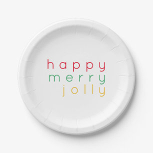 HAPPY MERRY JOLLY 7" Rond Papier Borden Papieren Bordje