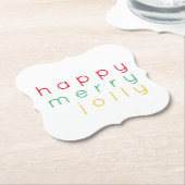 HAPPY MERRY JOLLY Bracket Papier Onderzetters (Gekanteld)