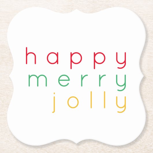 HAPPY MERRY JOLLY Bracket Papier Onderzetters (Voorkant)