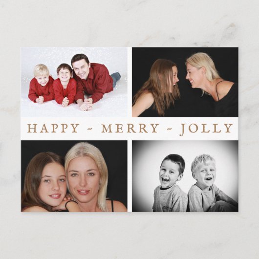 Happy Merry Jolly Family 4 Foto Collage Holiday Briefkaart (Voorkant)