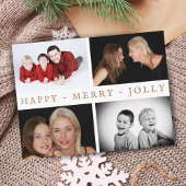 Happy Merry Jolly Family 4 Foto Collage Holiday Briefkaart