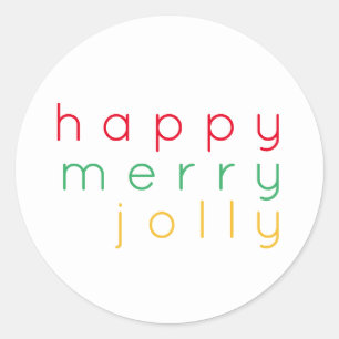 HAPPY MERRY JOLLY Grote Ronde Stickers