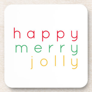 HAPPY MERRY JOLLY Hard Plastic Onderzetters