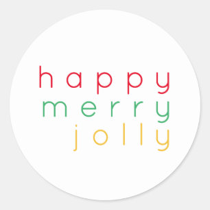 HAPPY MERRY JOLLY Kleine ronde Stickers