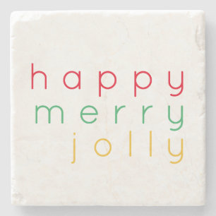 HAPPY MERRY JOLLY Marble Stone Onderzetter