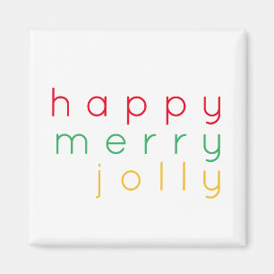 HAPPY MERRY JOLLY Square Magnet Magneet